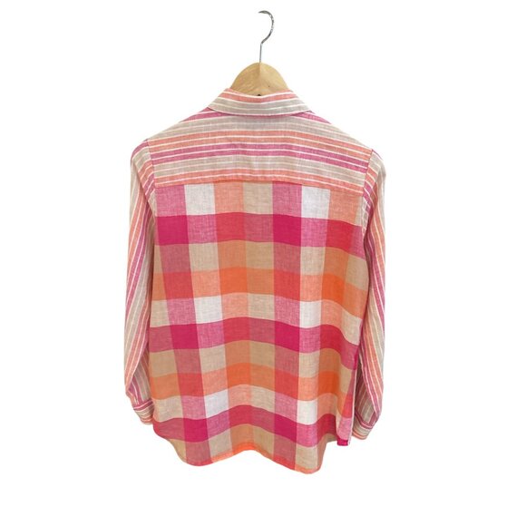 Foxcroft Womens Relaxed Fit Linen Striped Button-Down Shirt Size 4 Multicolor - Picture 2 of 6
